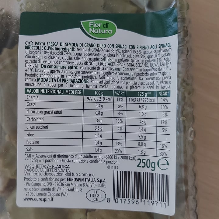 review photo of Fior di Natura mezzelune ai broccoli, spinaci e olive shared by @letizia1 on 15 Jul 2022 - review