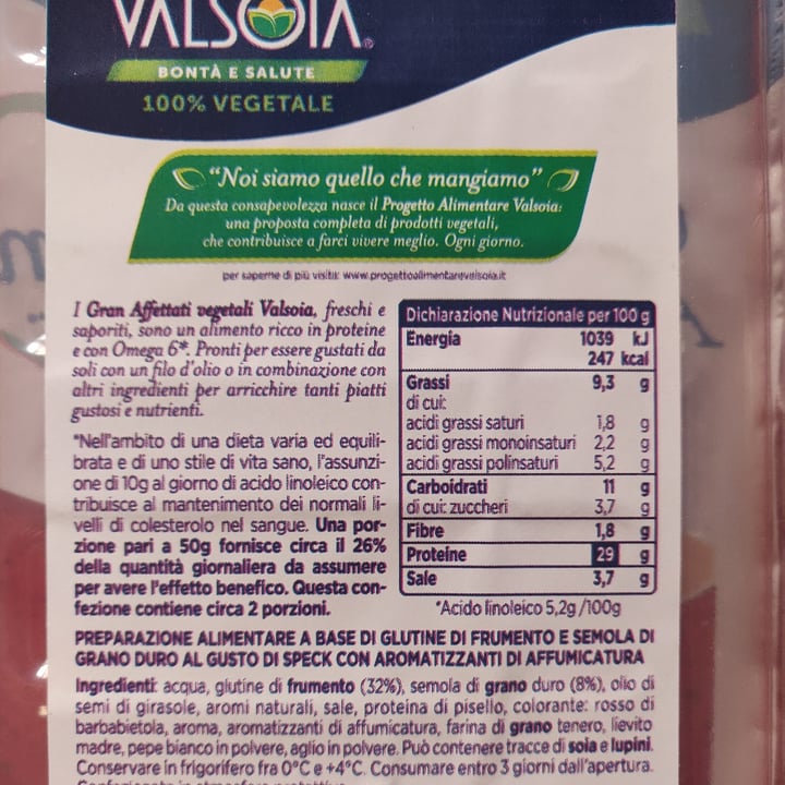 review photo of Valsoia Gran Affettati Vegetali Gusto Speck shared by @gabbogreen on 20 Aug 2021 - review