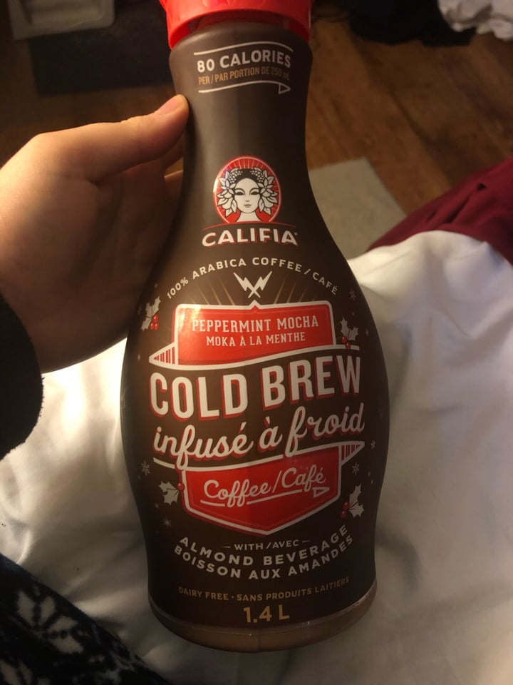 photo of Califia Farms Peppermint Mocha Cold Brew Coffee shared by @gardentvarietyveg on  25 Nov 2019 - review