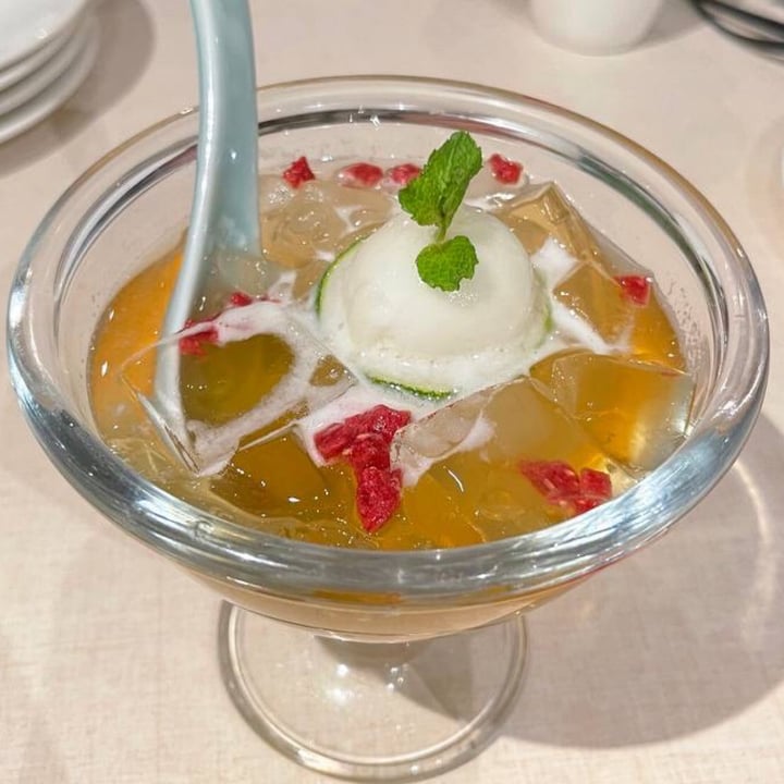 photo of LingZhi Vegetarian - Liat Towers Chilled Aloe Vera with Grass Jelly topped with Lime Sorbet shared by @mehmehrene on  20 Apr 2022 - review