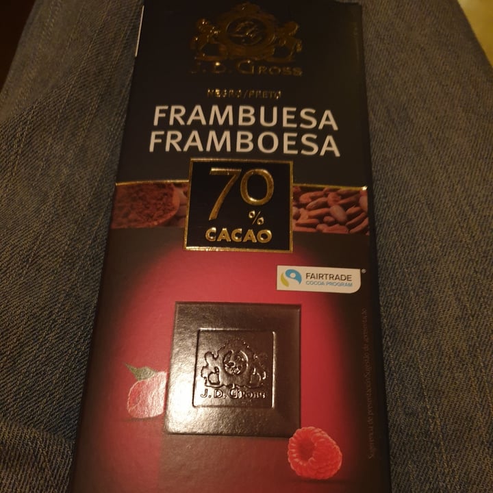 photo of J. D. Gross Chocolate con Frambuesa 70% shared by @batvegan on  21 Oct 2020 - review