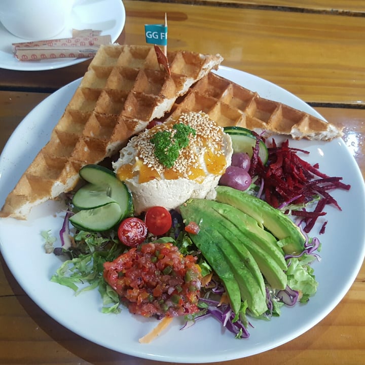review photo of The Waffle House Hummus and avo waffle shared by @chloelloyd on 15 Nov 2020 - review
