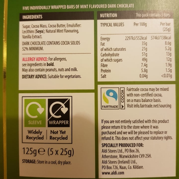 review photo of Moser Roth Mint Flavour Dark Chocolate shared by @vegancybele on 31 Oct 2020 - review