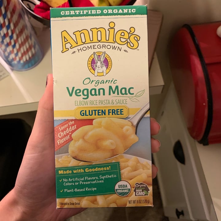 photo of Annie’s Organic vegan Mac ( rice pasta, gluten free) shared by @lpellino29 on  05 Dec 2020 - review