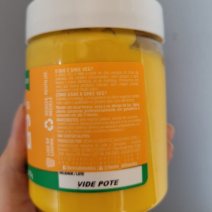 review photo of Benni alimentos Ghee Veg Com Cúrcuma shared by @victorialeonel on 11 Jul 2022 - review