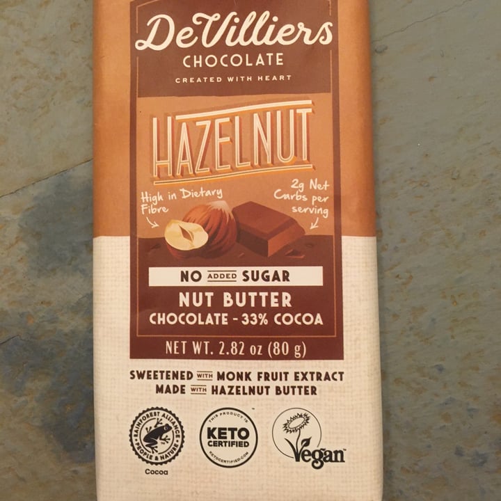 photo of De Villiers Chocolate Hazelnut No Sugar Added Bar shared by @shanwels on  28 Jul 2021 - review