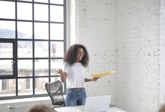 lady presenting her ideas