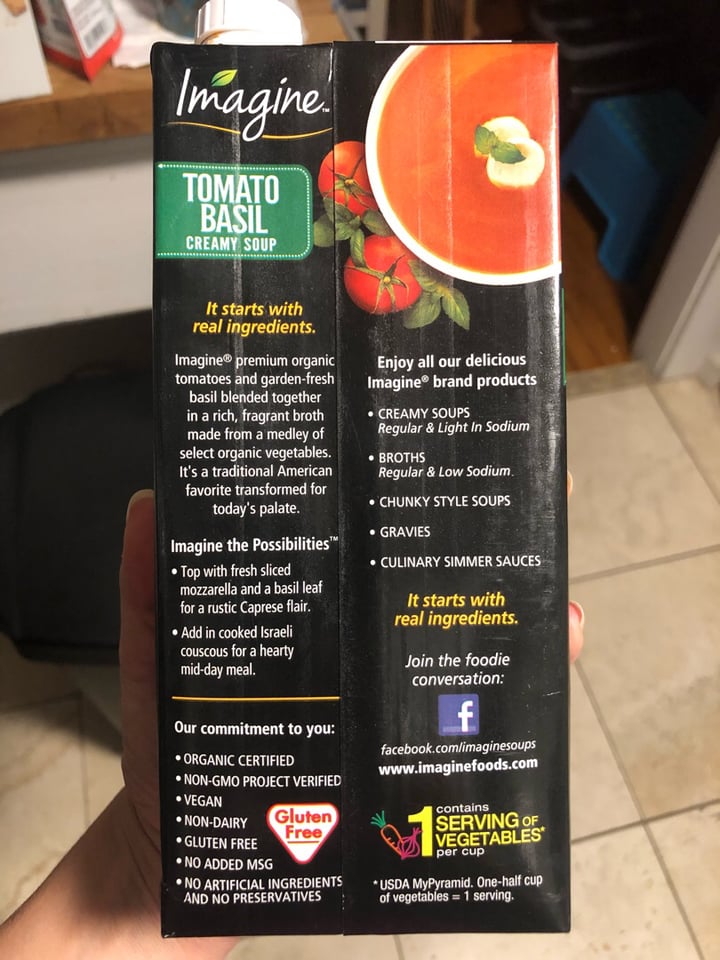 photo of Imagine Foods Tomato Basil Creamy Soup shared by @joyfully on  28 Jul 2019 - review