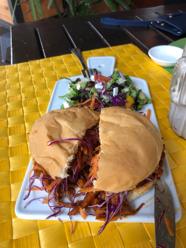 photo of Asher's Corner Cafe @ Ashers Farm Sanctuary Sticky BBQ Pulled Pork Style Burger shared by @ashers5 on  24 Aug 2019 - review