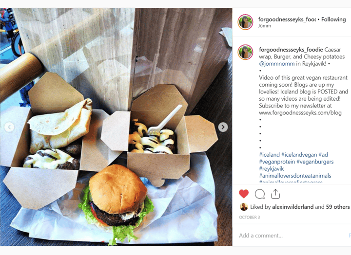 review photo of Jömm Vegan Burger, Potatoes, and Caesar Wrap shared by @forgoodnessseyks on 31 Oct 2019 - review