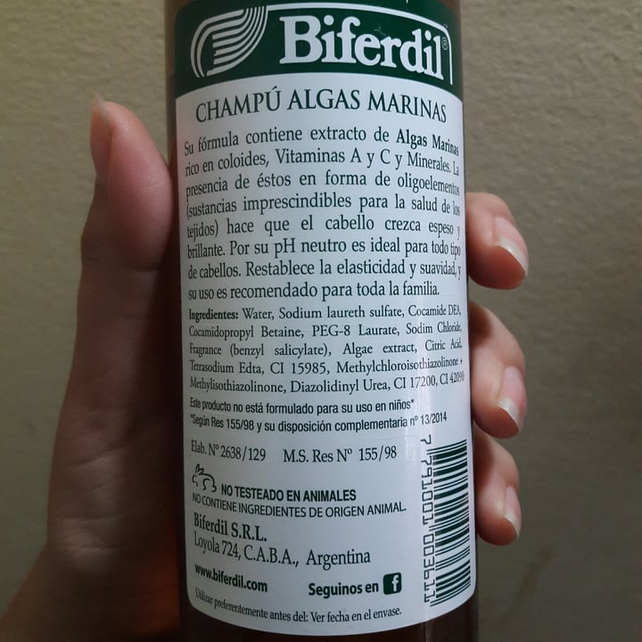 photo of Biferdil Shampoo Algas Marinas shared by @veggimimi on  22 Jun 2020 - review