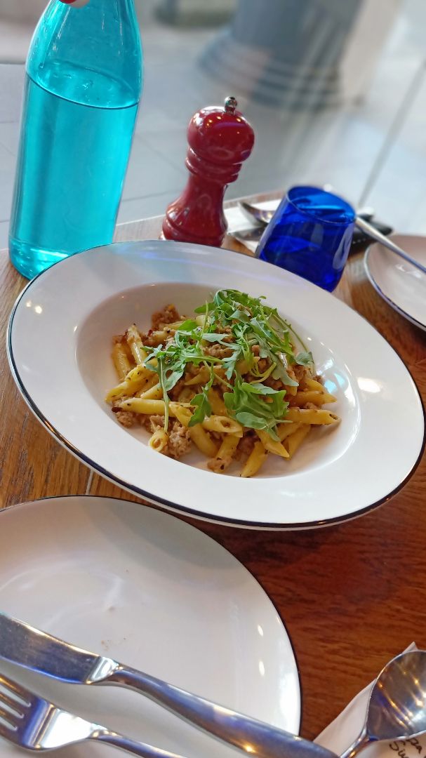 photo of PizzaExpress Omnipork™ Penne Aglio Olio shared by @musclecookie on  26 Feb 2019 - review