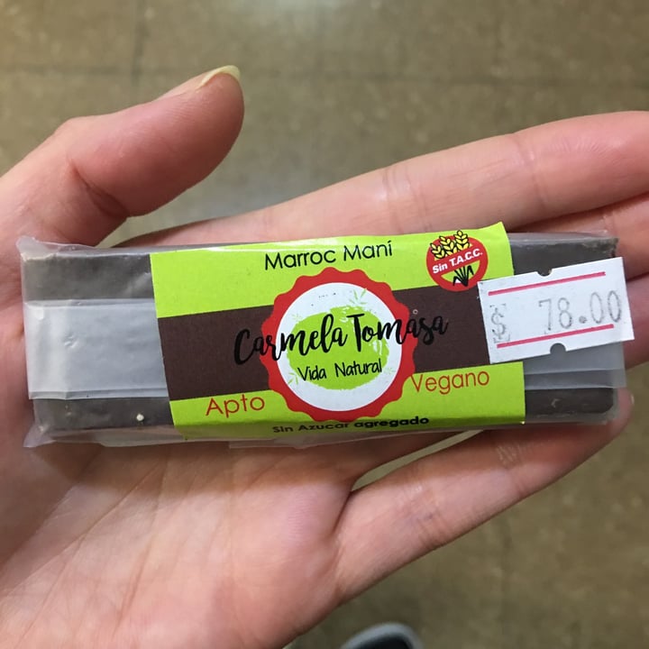 photo of Carmela Tomasa Chocolate Con Marroc Y Maní shared by @veganaabolicionista on  21 May 2020 - review
