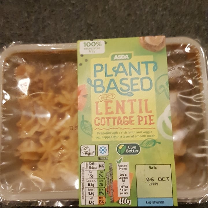 photo of ASDA Lentil cottage pie shared by @veganele on  24 Oct 2020 - review