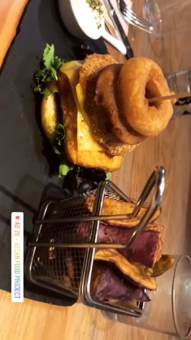 photo of Ao 26 - Vegan food project Fried tofu burger and sweet potato fries shared by @vegandumbo on  16 Apr 2020 - review