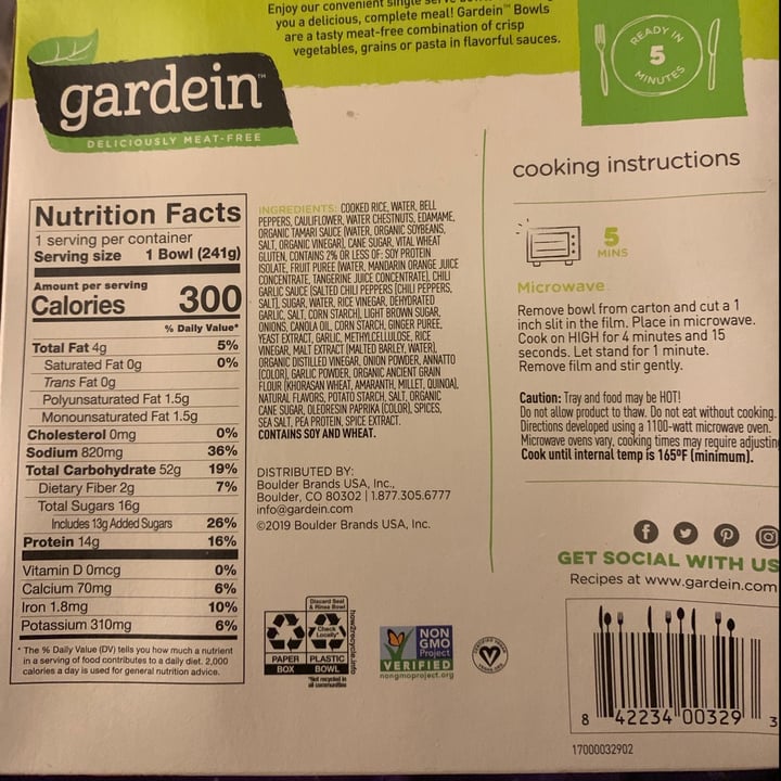 photo of Gardein Orange Beefless Bowl shared by @emyluo on  04 Jan 2021 - review
