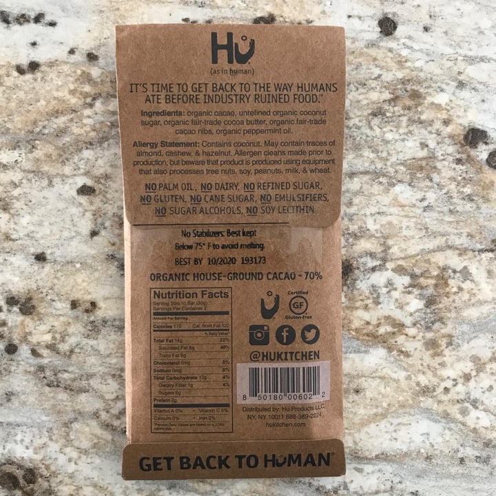 photo of Hu Kitchen Crunchy Mint Dark Chocolate shared by @dianna on  23 Mar 2020 - review