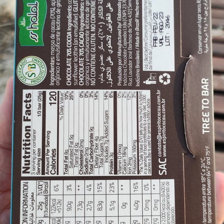 review photo of Espírito Cacau chocolate vegano 70% cacau shared by @rok-comavegetais on 27 Jul 2022 - review