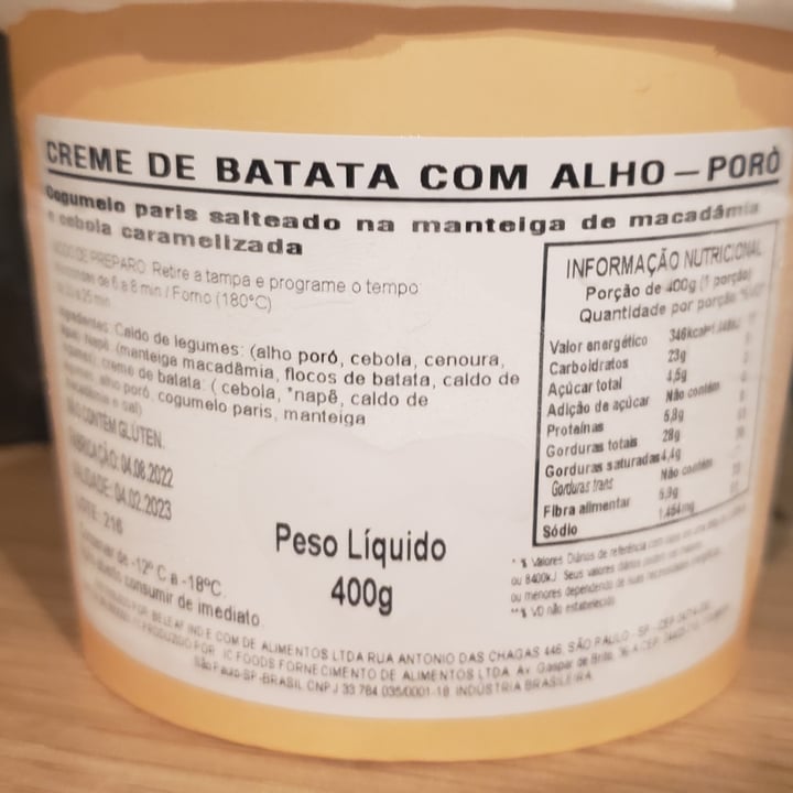 photo of Beleaf creme de batata com alho-poro shared by @liliandrea on  13 Nov 2022 - review