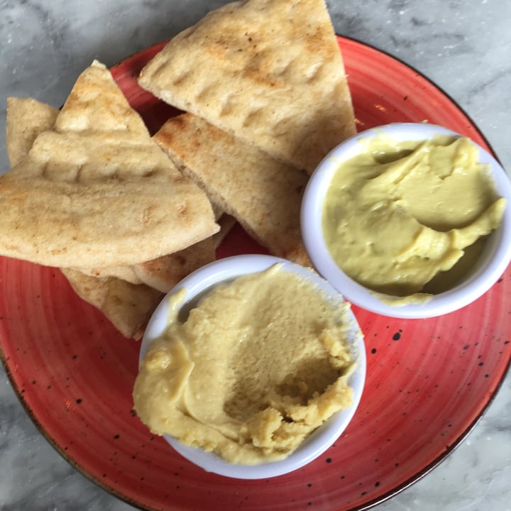 photo of The Real Greek - Bournemouth flat bread with green pea fava dip shared by @gillhibbitt on  24 Jun 2022 - review