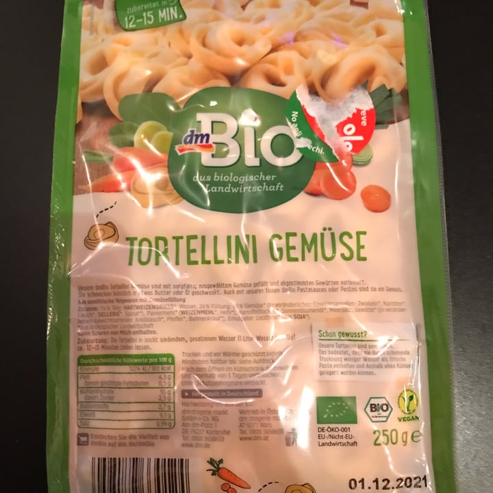 photo of dmBio Tortellini Gemüse shared by @vervain2903 on  27 Nov 2021 - review