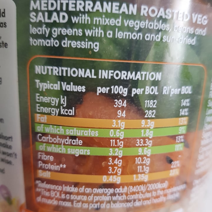 photo of BOL Mediterranean roasted veg salad jar shared by @vegancybele on  31 Oct 2020 - review