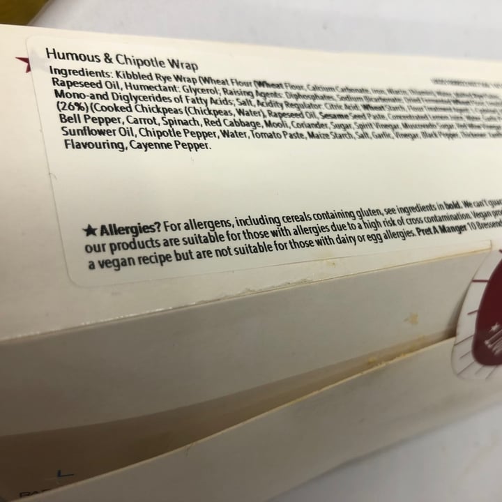 photo of Pret A Manger Houmus & Chipotle Wrap shared by @stephh on  27 Jul 2021 - review
