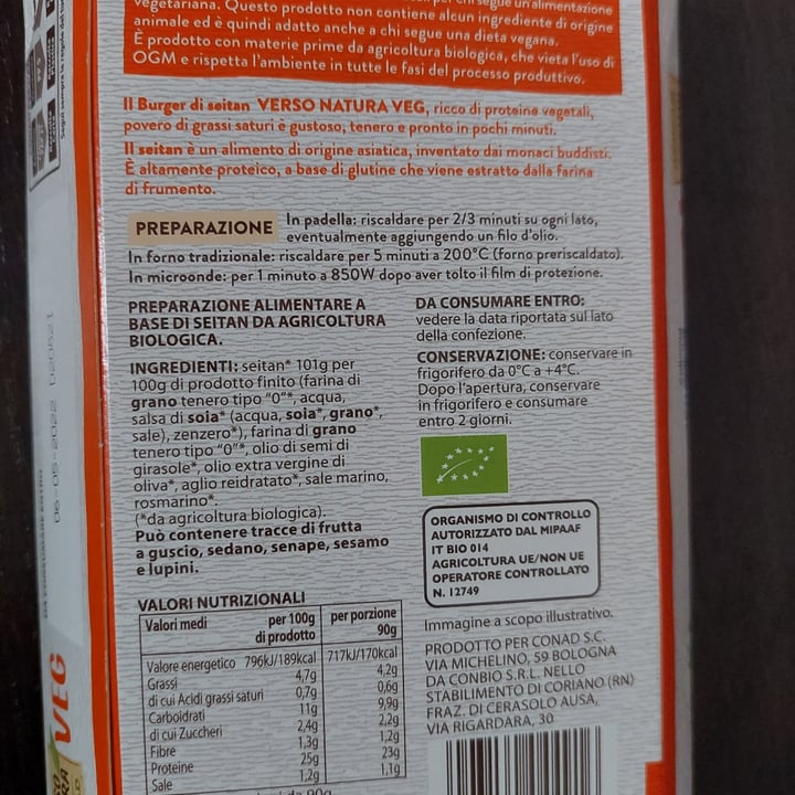 review photo of Verso Natura Conad Veg Burger Di Seitan Biologico shared by @wikypiky on 20 Apr 2022 - review