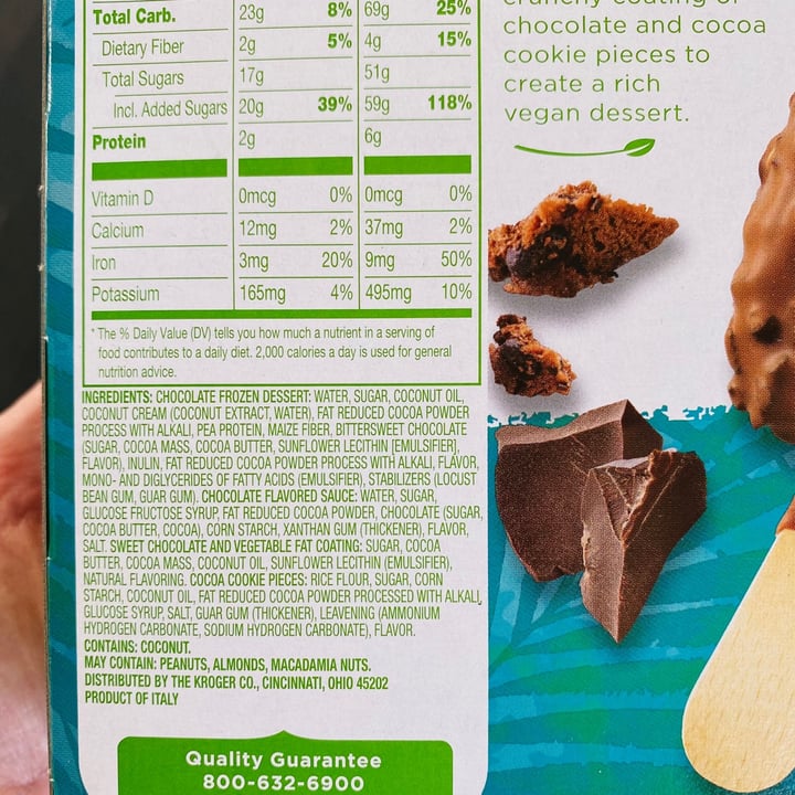 photo of Simple Truth Dairy free chocolate cookie crunch frozen dessert bars shared by @beckyyy on  08 Sep 2021 - review