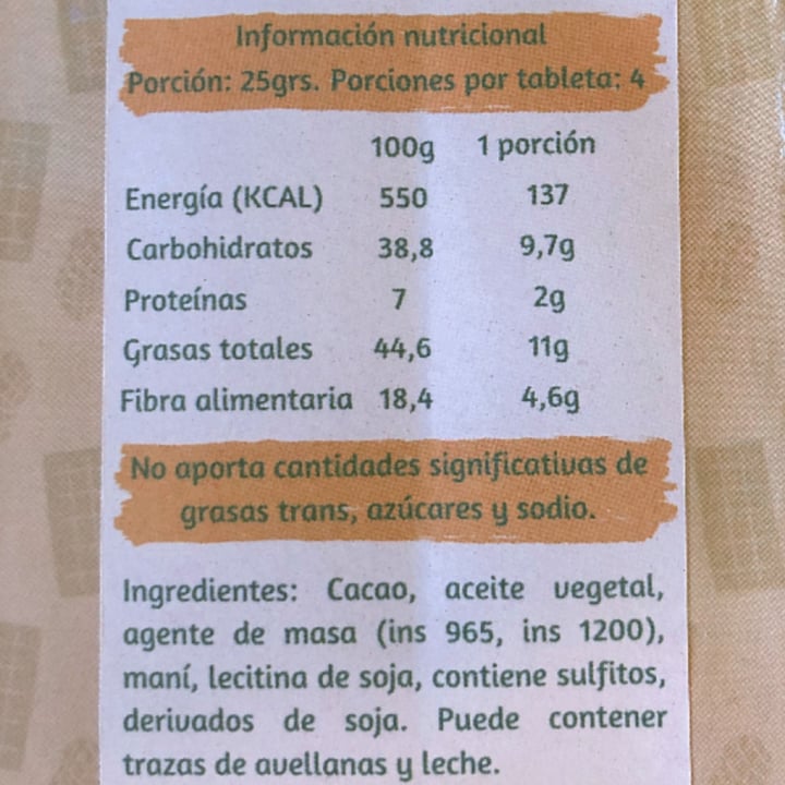 review photo of Cocoa Plant Based Chocolate Relleno Con Crema De Maní shared by @milagrosagus on 26 Feb 2022 - review