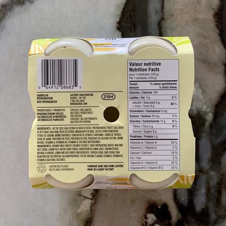 photo of Maison Riviera Coconut Milk Vegan Delight Lemon shared by @ieatplants on  28 May 2021 - review