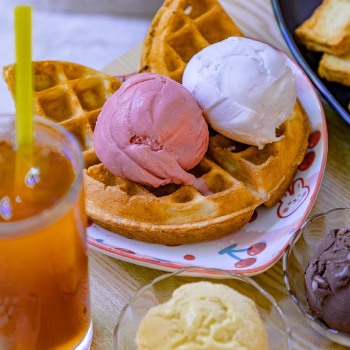 photo of Heartbreak Melts Ice Cream Cafe Waffles with 2 scoop of ice cream shared by @theherbivorefrog on  22 Jul 2022 - review