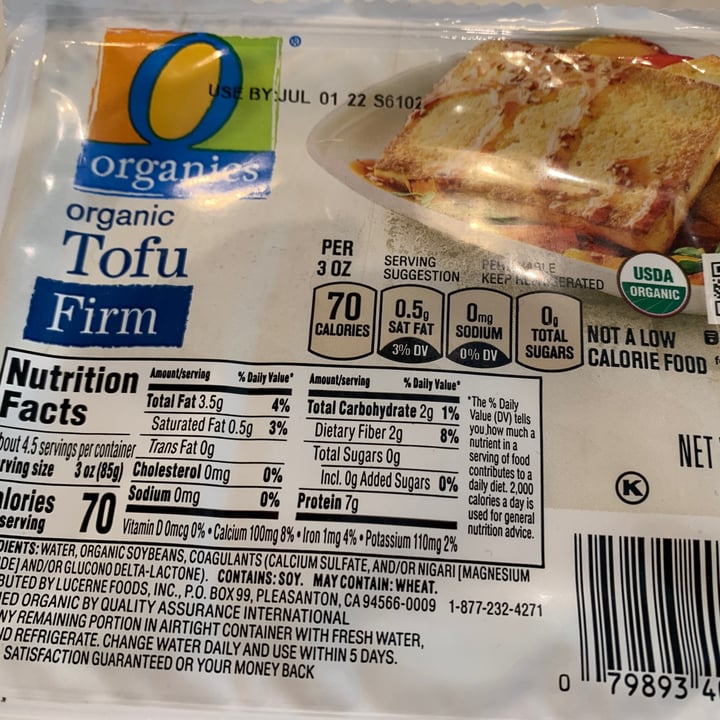 photo of O Organics Tofu extra firm shared by @ltostocuoco on  16 May 2022 - review