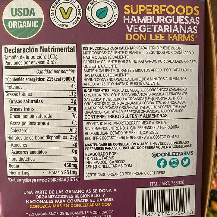 photo of Don Lee Farms Organic Superfoods Veggie Burger shared by @shizomaru on  24 Oct 2021 - review