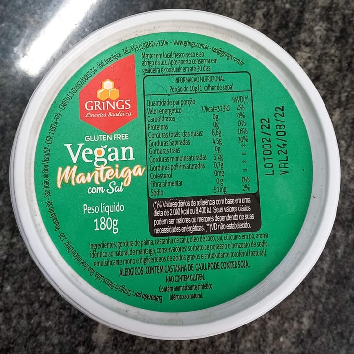 photo of Grings Manteiga Vegana shared by @carinina on  29 Jul 2022 - review