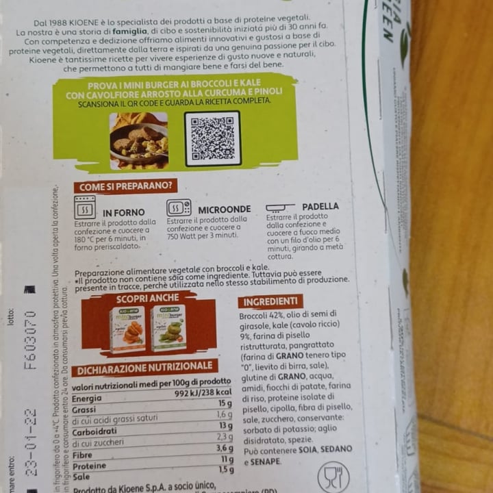 photo of Kioene Burger broccoli & Kale shared by @lizzieveg on  31 Jan 2022 - review