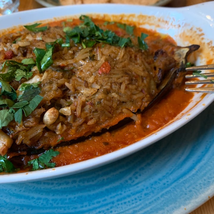 photo of Aubergine - Craft beer. Craft food. Stuffed aubergine with basmati rice, dried apricots, goji berries and tahina shared by @viorao on  09 Apr 2022 - review