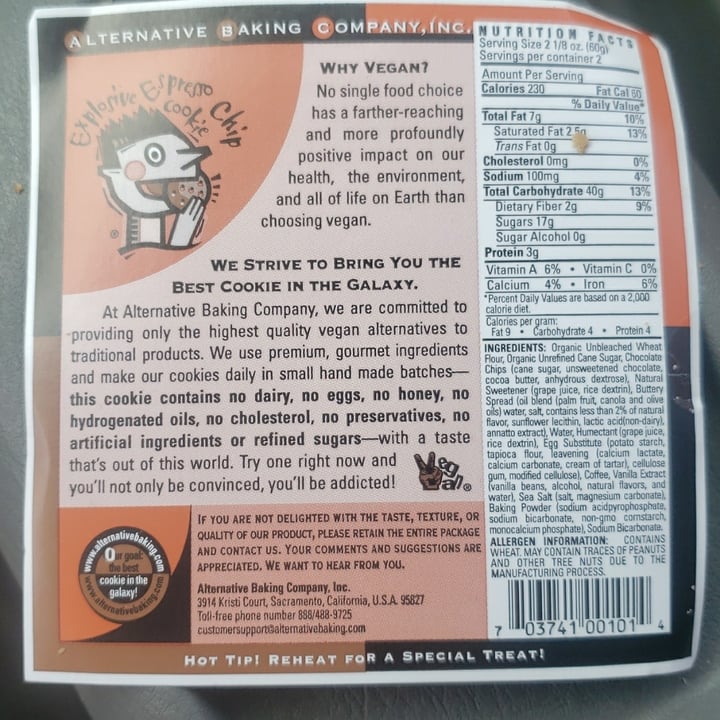 photo of Alternative Baking Company, Inc.® Explosive Espresso Chip Cookie shared by @phunkyfrogs on  06 Jun 2020 - review