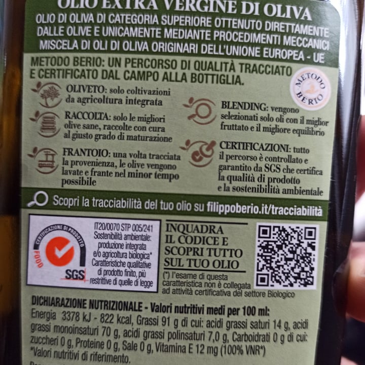 photo of Filippo Berio Extra virgin olive oil shared by @metalcricia on  15 Oct 2022 - review