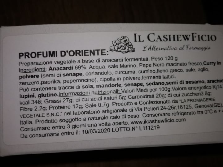 photo of Il CashewFicio Cashewficio Profumi D'oriente shared by @miriamealbertoveg on  24 Mar 2020 - review