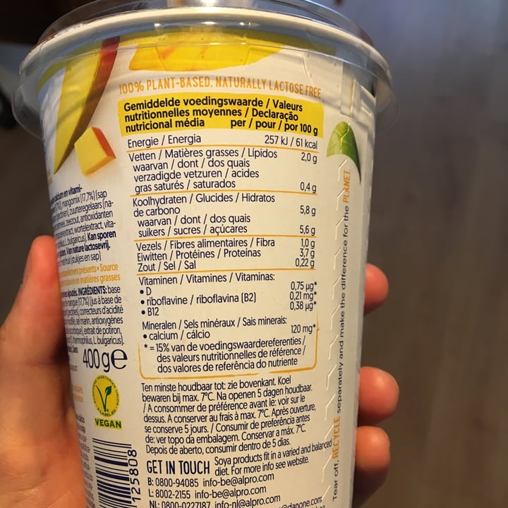 photo of Alpro Mango Yogurt (No Added Sugars) shared by @taz on  15 Jul 2022 - review