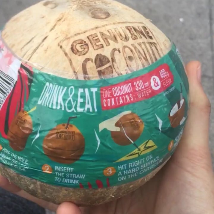 photo of Genuine Coconut Fresh Organic Coconut with a straw and a bamboo stick shared by @infinitelove on  22 Jan 2021 - review