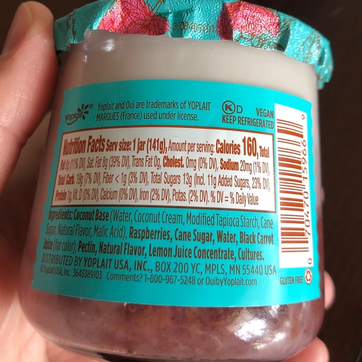 photo of Yoplait Dairy Free Raspberry Yogurt shared by @ehowell on  15 Jan 2022 - review