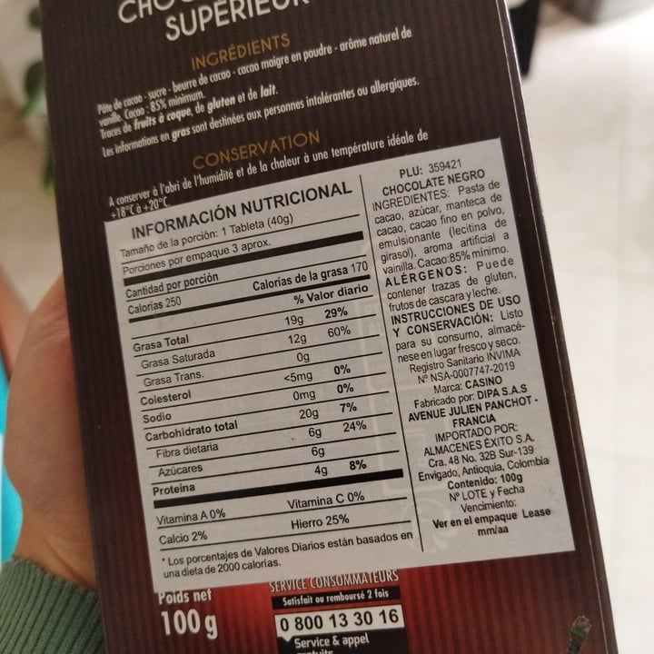 photo of Casino 85% Chocolat Noir shared by @saraluer on  24 Jul 2021 - review