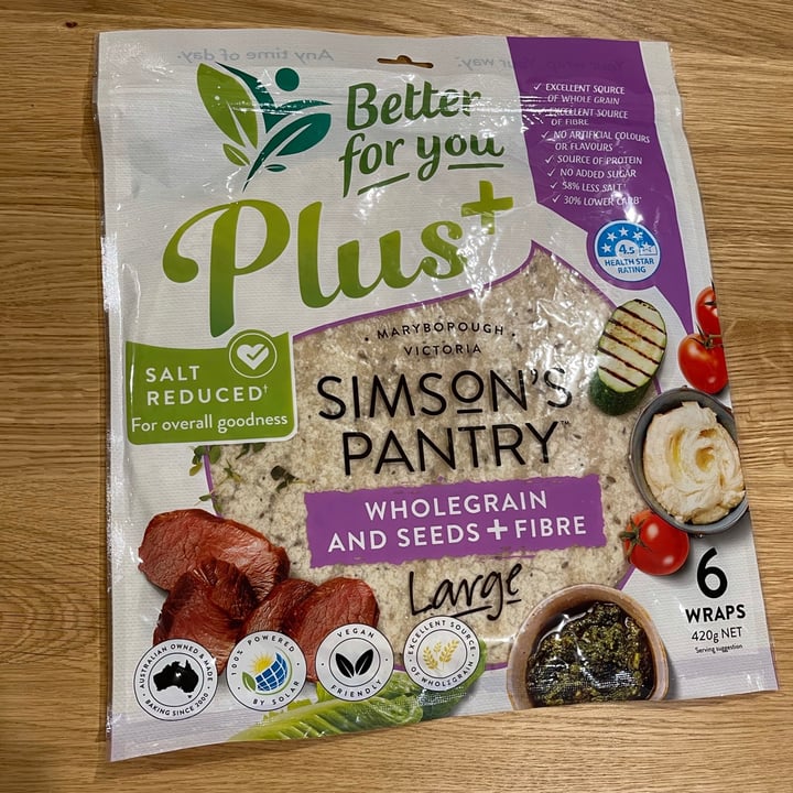photo of Simsons pantry Whole grain Seeds + Fibre Wraps shared by @anoifkralc on  14 Jun 2021 - review