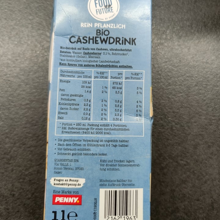 photo of Food For Future Bio Cashewdrink shared by @hiceman on  11 Nov 2022 - review