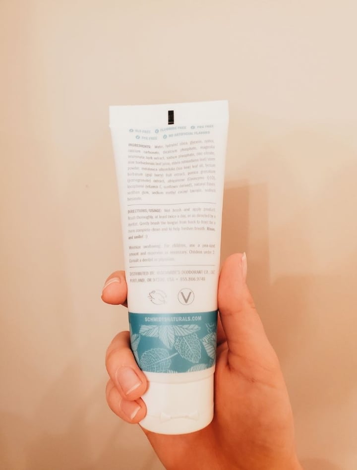 photo of Schmidt's Wondermint Tooth + Mouth Paste shared by @mishanovak on  01 Sep 2019 - review