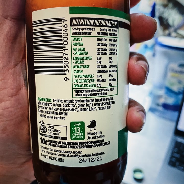 photo of Remedy Lemon Lime & Mint Kombucha shared by @astxnto on  16 May 2021 - review