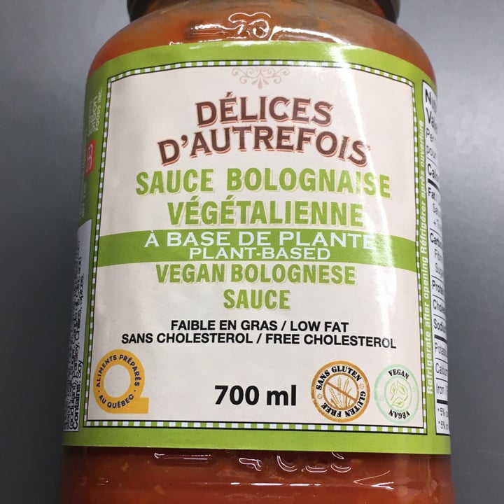 photo of Délice d’autrefois Sauce Bolognaise Végétalienne shared by @andreane on  08 Dec 2021 - review