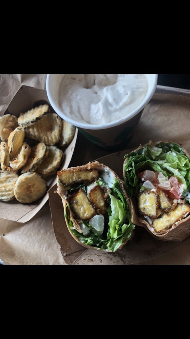 photo of E Burger BBQ Ranch Wrap w/Pickle Chips and PB Shake shared by @jessr-osu on  16 May 2019 - review